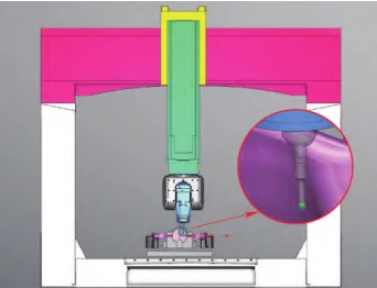 Figure 4 Using a photoelectric edge finder to measure the allowance in the machining area