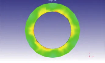 Plastic deformation of the material on the contact surface after optimization (Figure 12)