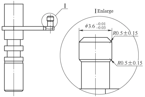 Figure 4 Geometric Treatment of φ 3.6mm Cylindrical Fillet Before Process Improvement Figure 4 Geometric Treatment of φ 3.6mm Cylindrical Fillet Before Process Improvement