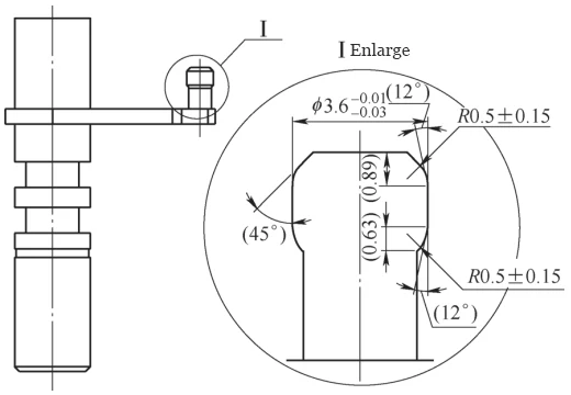 Figure 5 Geometric Treatment of φ 3.6mm Cylindrical Fillet After Process Improvement Figure 5 Geometric Treatment of φ 3.6mm Cylindrical Fillet After Process Improvement