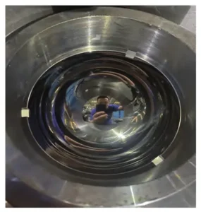 Figure 9. Front view of a titanium hemispherical semi machined surface