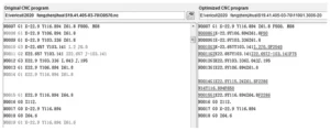 Figure 3 Comparison of CNC program before and after optimization