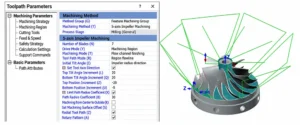 Figure 3 Finishing tool path for the impeller flow channel(Click to enlarge) Figure 3 Finishing tool path for the impeller flow channel(Click to enlarge)